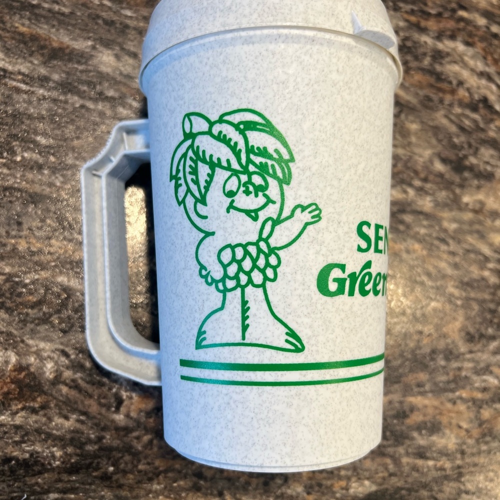 Vintage Seneca Green Giant Little Sprout Gray Advertising travel Mug with Lid